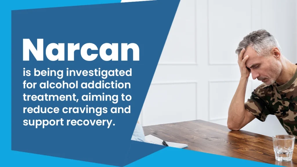 Narcan is being investigated for alcohol addiction treatment, aiming to reduce cravings and support recovery.
