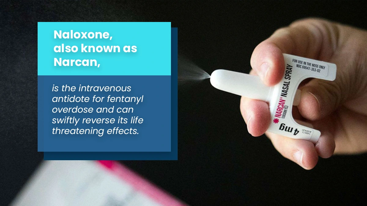 Narcan nasal spray in hand. Naloxone is the antidote to an opioid overdose.